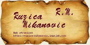 Ružica Mikanović vizit kartica